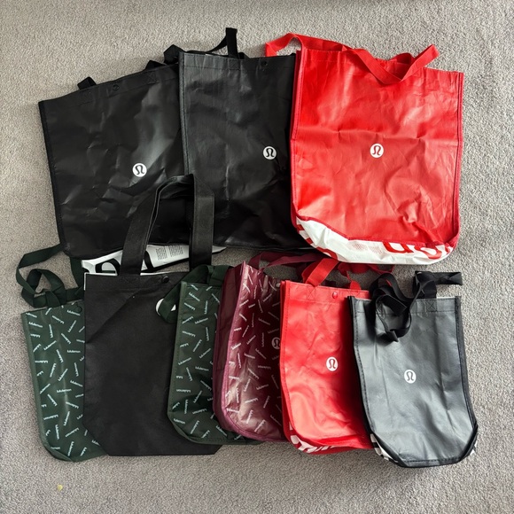 Lululemon Tote Bag Bundle Lot of 9 Reusable Shopping Gym Bags lunch sacks - Picture 1 of 4